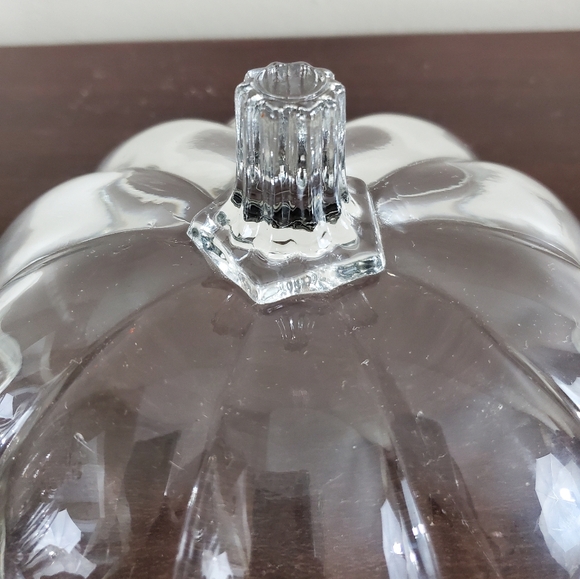 Anchor Hocking Vtg. Pumpkin Cookie Jar Clear Glass W/Lid & Box 3309G ~Pre-Owned - Picture 8 of 16